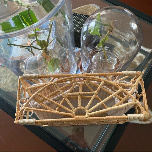 Zara Rattan Handbag, Draw String Knit Liner - Picture 4 of 10